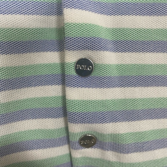 POLO GOLF RALPH LAUREN Sleeveless Polo Shirt size Medium Striped Tailored Fit - Picture 4 of 7